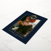 Golden Flourish Classic Ornament Photo Navy Blue 箔招待状 (回転した状態)