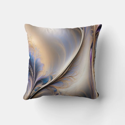 Golden Flow - Abstract Blue and Gold Fluid Art クッション (裏面)