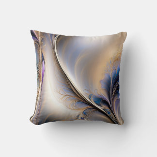 Golden Flow - Abstract Blue and Gold Fluid Art クッション