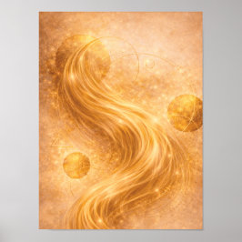 Golden Flow Abstract Wall Art – Luxury Gold Energy ポスター