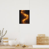 Golden Flow Dark Abstract Wall Art – Luxury Gold ポスター (キッチン)