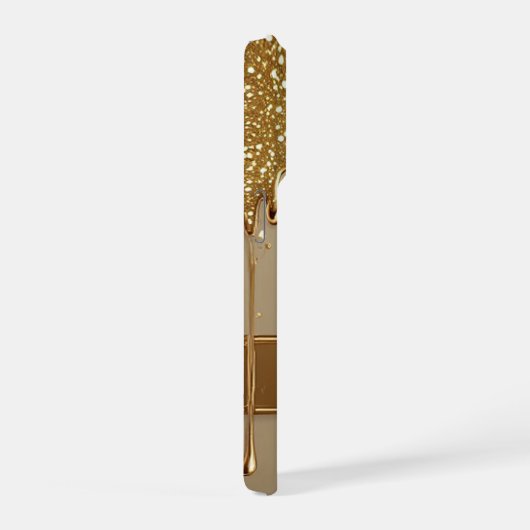 ✨ Golden Flow Luxe Glitter Frame Dripping 💎🌟 iPhoneケース (右側面)