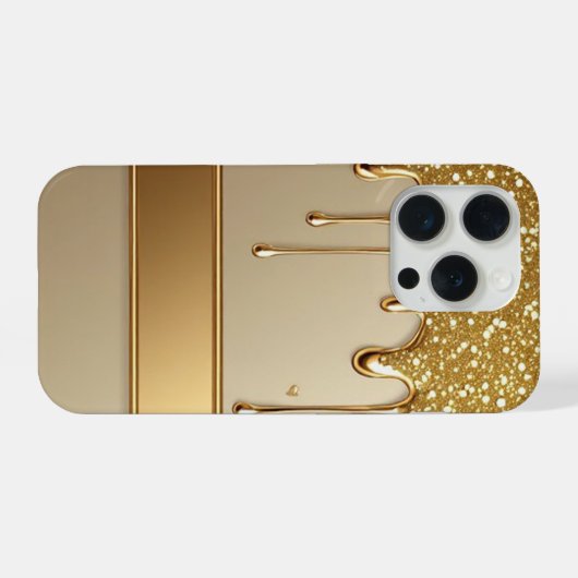 ✨ Golden Flow Luxe Glitter Frame Dripping 💎🌟 iPhoneケース (裏面横)