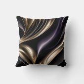 Golden Flow - Luxurious Black and Gold Abstract クッション (裏面)
