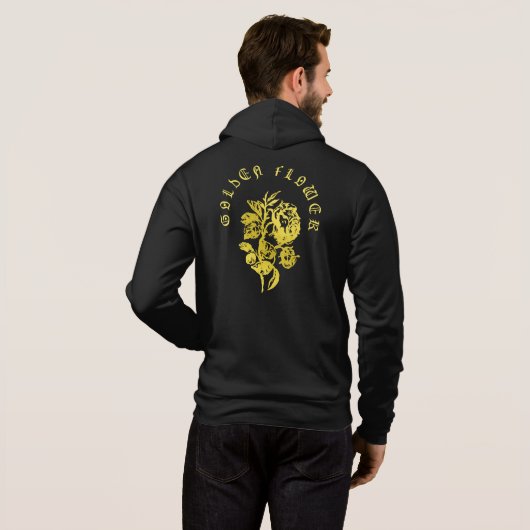 Golden Flower – Embroidered-Style Luxury Design パーカ (裏面フル)