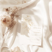 Golden Flowers Classic Modern Wedding 招待状