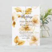 Golden flowers floral Wedding Invitation 招待状 (スタンド正面)