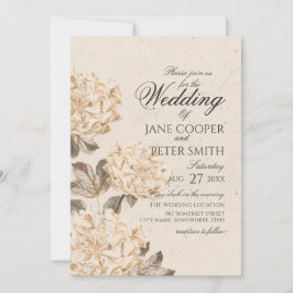 Golden flowers Wedding Invitation 招待状