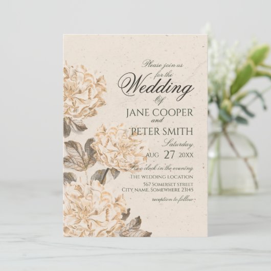 Golden flowers Wedding Invitation 招待状 (スタンド正面)