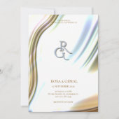 Golden Foil Texture Elegant Wedding Invitation 招待状 (正面)