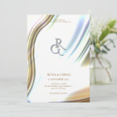Golden Foil Texture Elegant Wedding Invitation 招待状 (スタンド正面)