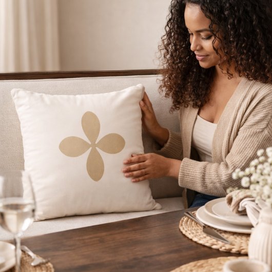 Golden Folk Bloom Throw Pillow クッション