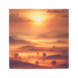 Golden Forest Reflections – Misty Vintage Serenity メタルプリント