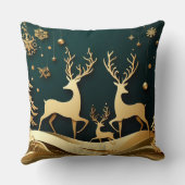 Golden Forest Waltz – Reindeer & Ornaments クッション (裏面)