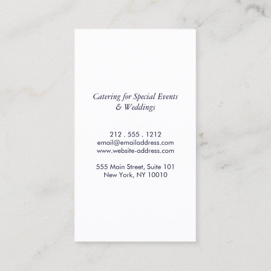 GOLDEN FORK on Navy Chef,ケータリング,レストラン 名刺 (裏面)