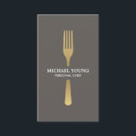 GOLDEN FORK on Taupe Chef,ケータリング,レストラン 名刺<br><div class="desc">名ユニーク前と中央にフェイクマット金ゴールドフォークを前面に表示する名刺。ケータリング業者、料理人、フードトラック、フードライター、レストランなどに最適濃いトープ/カーキの背景に設定。© 1201AMクリエイティブ</div>