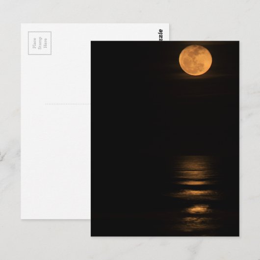 golden full moon over ocean ポストカード (正面/裏面)