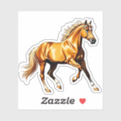 Golden Galloping Horse Sticker Illustration シール (シート)
