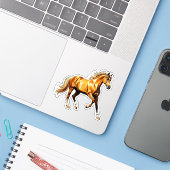 Golden Galloping Horse Sticker Illustration シール (ノートパソコンとiPhone)