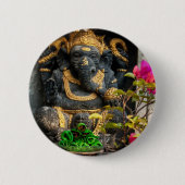 Golden Ganesha & Balinese Offerings Badge 缶バッジ (正面)