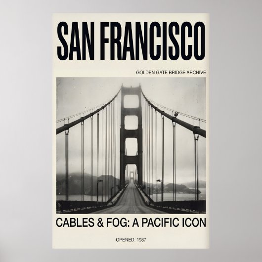 Golden Gate Bridge Art Print Foggy San Francisco ポスター (正面)