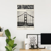 Golden Gate Bridge Art Print Foggy San Francisco ポスター (ホームオフィス)