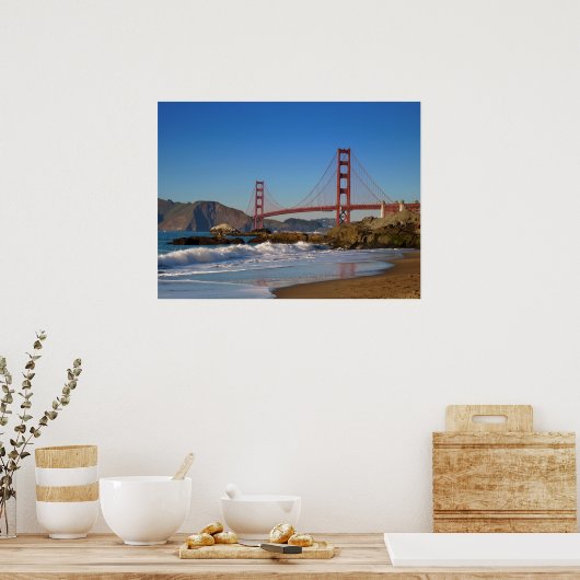 Golden Gate Bridge close up from Baker Beach ポスター (キッチン)