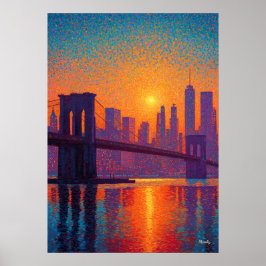 Golden Gate Bridge Pointillism San Francisco  ポスター