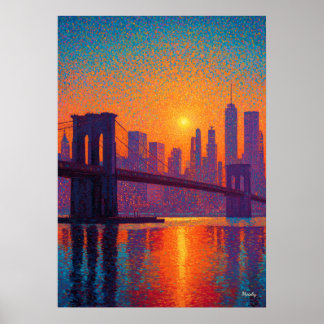 Golden Gate Bridge Pointillism San Francisco  ポスター