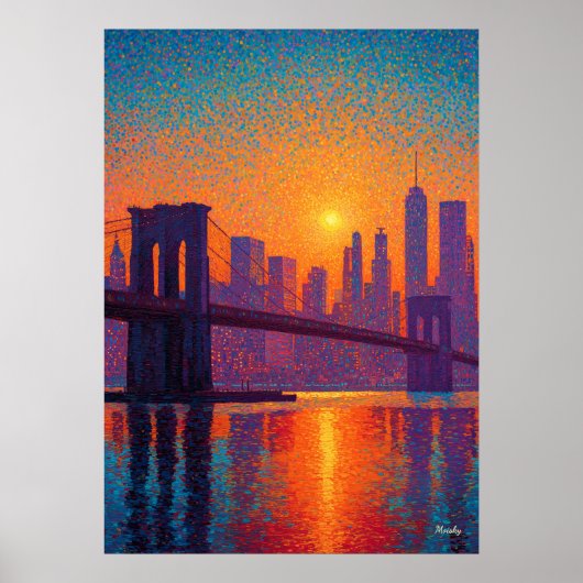 Golden Gate Bridge Pointillism San Francisco ポスター (正面)