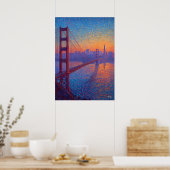 Golden Gate Bridge Pointillism San Francisco ポスター (キッチン)