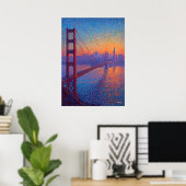 Golden Gate Bridge Pointillism San Francisco ポスター (ホームオフィス)