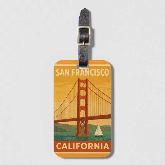 Golden Gate Bridge Retro – San Francisco Luggage T ラゲッジタグ (正面縦)