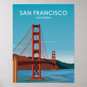 Golden Gate Bridge San Francisco Vintage Travel ポスター
