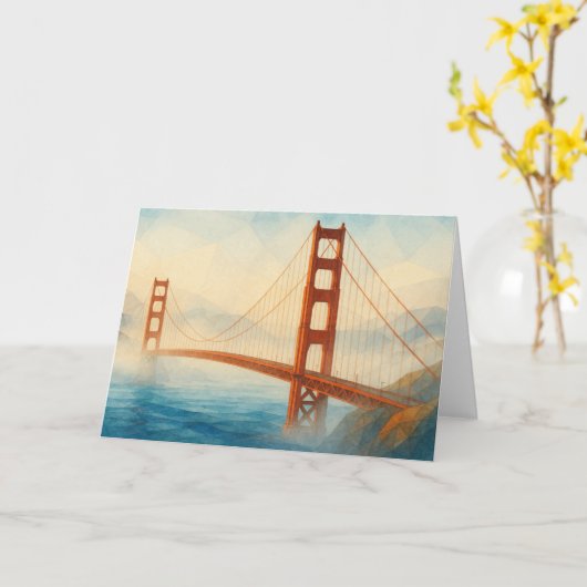 Golden Gate Bridge Watercolor Card カード (黄色い花)