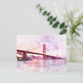 Golden Gate Bridge watercolor in San Francisco ポストカード (スタンド正面)