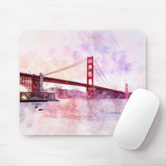 Golden Gate Bridge watercolor in San Francisco マウスパッド (マウス)