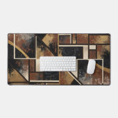 Golden Geometric Flowers Desk Mat デスクマット (キーボード&マウス)