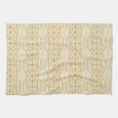 golden geometric lines on a beige background キッチンタオル (横)