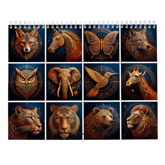 Golden Geometric Wildlife Art カレンダー (裏面)