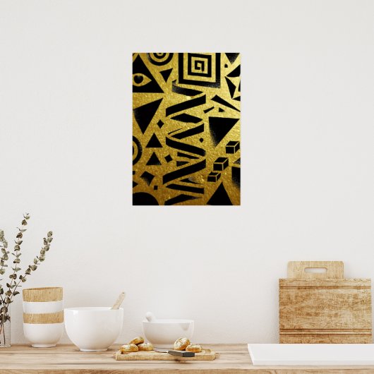 Golden Geometry: A Modern Glow ポスター (キッチン)