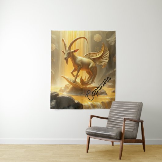 Golden Gilded Capricorn Wall Tapestry タペストリー (インサイチュ)