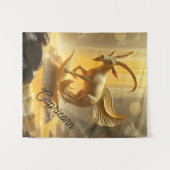 Golden Gilded Capricorn Wall Tapestry タペストリー (正面(横))
