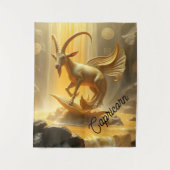 Golden Gilded Capricorn Wall Tapestry タペストリー (正面)