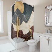 Golden Giraffe Desert Landscape & Marble Mountain シャワーカーテン (インサイチュ)