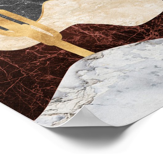 Golden Giraffe Desert Landscape & Marble Mountain ポスター (角)