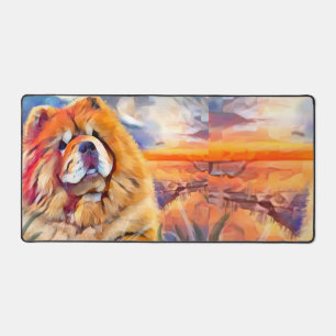 GOLDEN GIRL ROUGH red chowDesk Mat デスクマット
