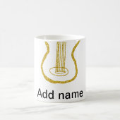 Golden glitter acoustic guitar add name doodle  コーヒーマグカップ (中央)