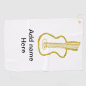 Golden glitter acoustic guitar add name doodle  ゴルフタオル (横)