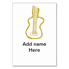 Golden glitter acoustic guitar add name doodle  テーブルナンバー